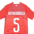 PUMA 2018-19 Suisse Womens Red T-Shirt M Short Sleeve V-Neck Rothenbühler Signed