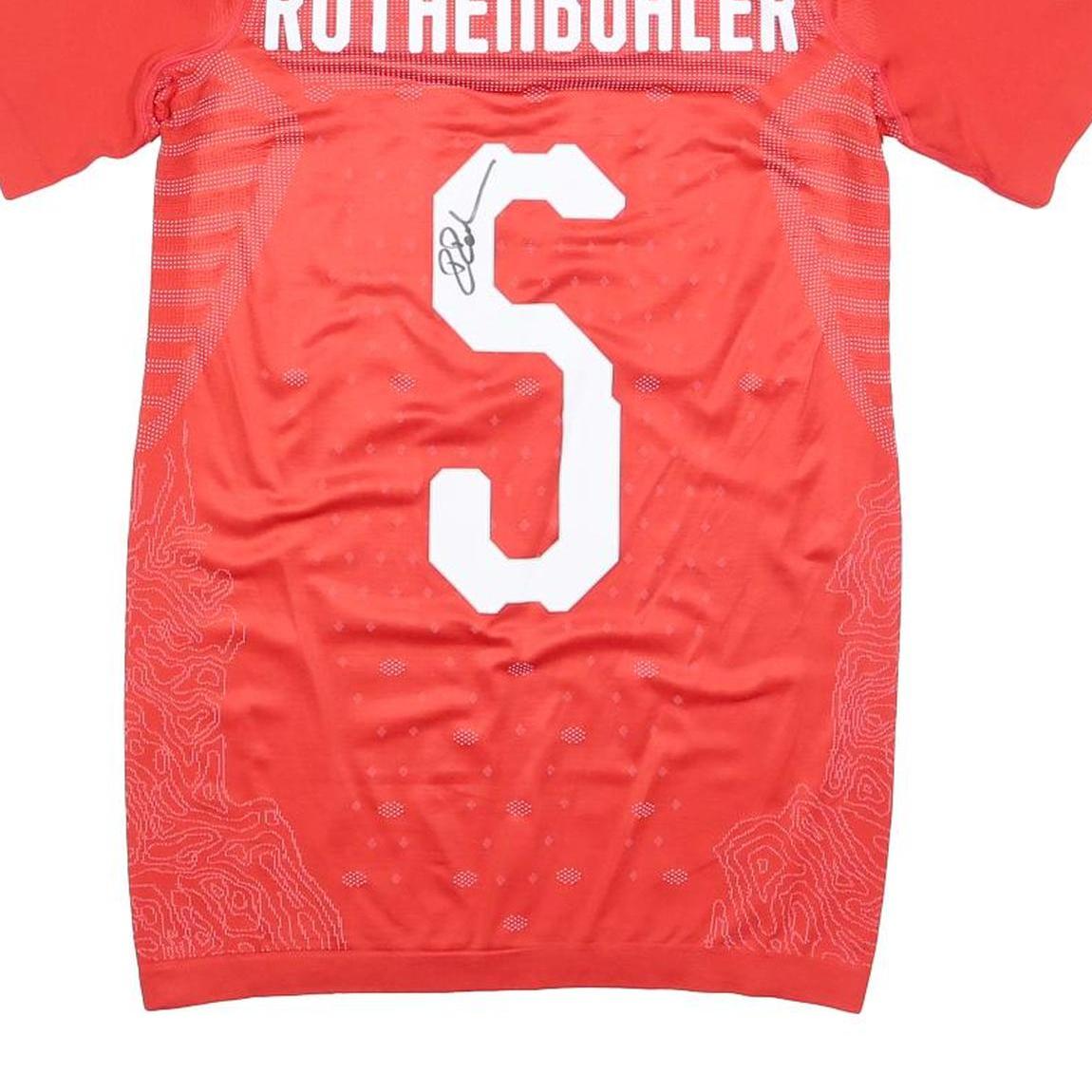 PUMA 2018-19 Suisse Womens Red T-Shirt M Short Sleeve V-Neck Rothenbühler Signed