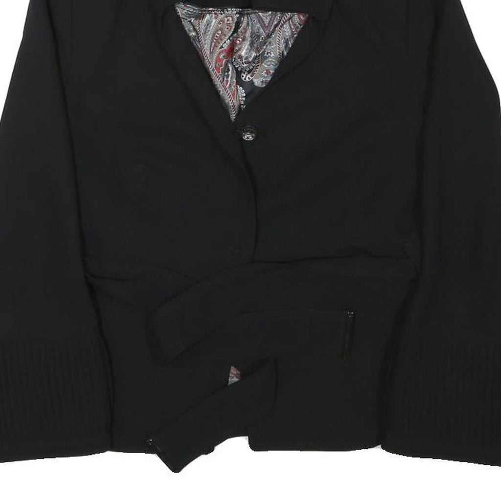 ZARA WOMAN Womens Black Button Blazer S Polyester Blend Woven Tailored Fit Plain