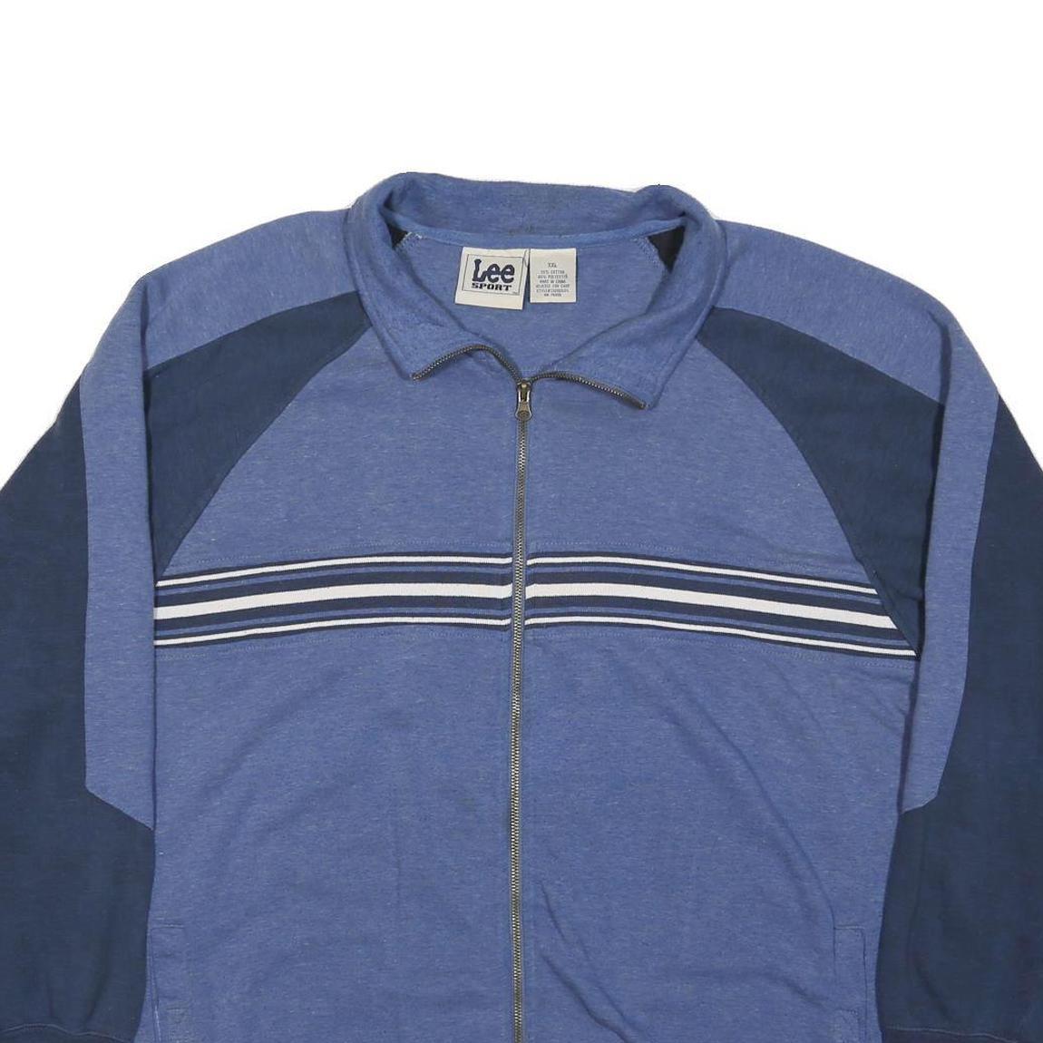 LEE Mens Blue & Navy Zip Jacket 2XL Cotton Blend Track Casual Lightweight