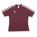 ADIDAS Mens Maroon & White Football Shirt L Short Sleeve Crew Neck Sports Tee