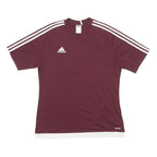 ADIDAS Mens Maroon & White Football Shirt L Short Sleeve Crew Neck Sports Tee