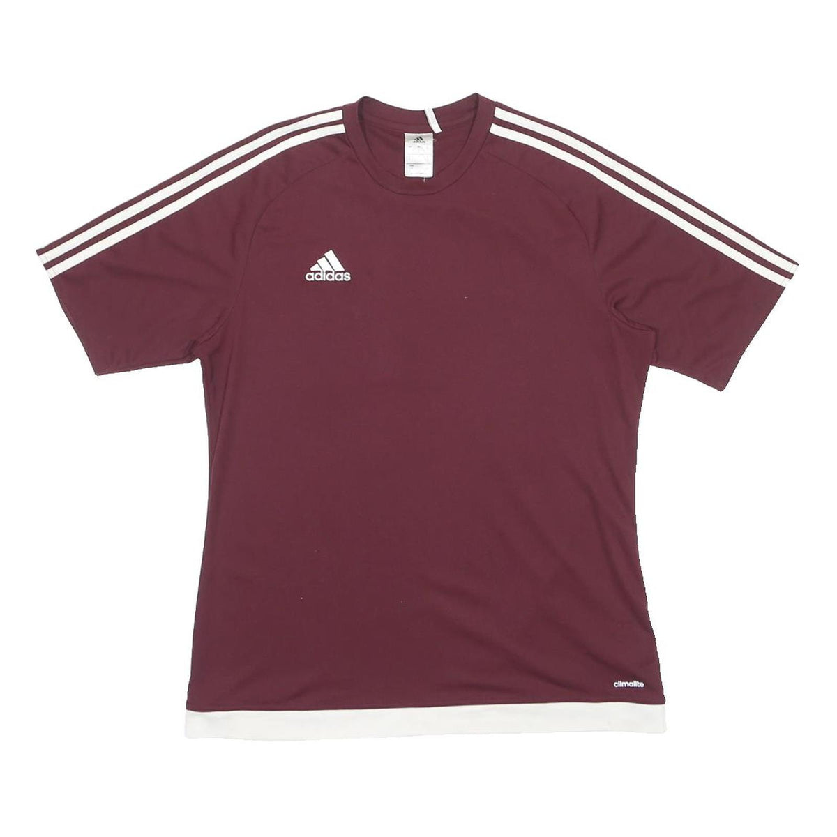 ADIDAS Mens Maroon & White Football Shirt L Short Sleeve Crew Neck Sports Tee