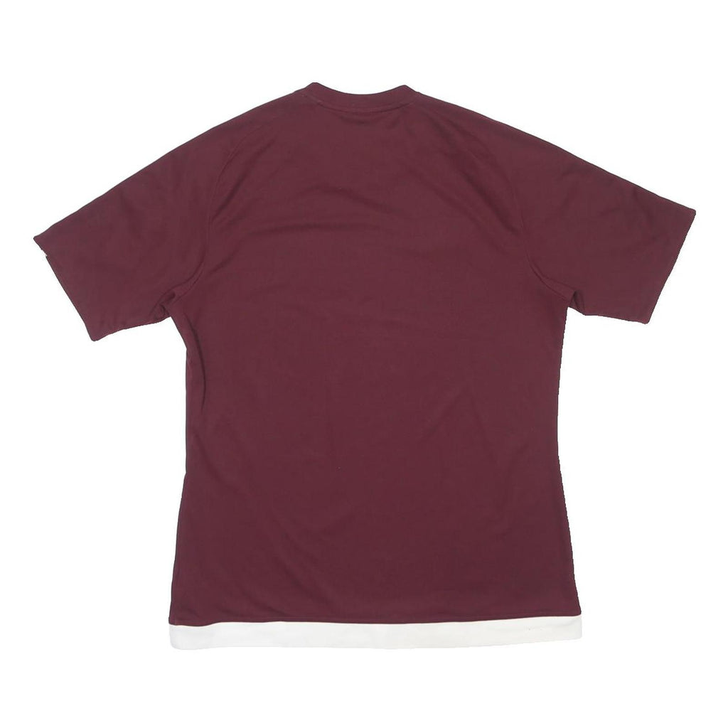 ADIDAS Mens Maroon & White Football Shirt L Short Sleeve Crew Neck Sports Tee