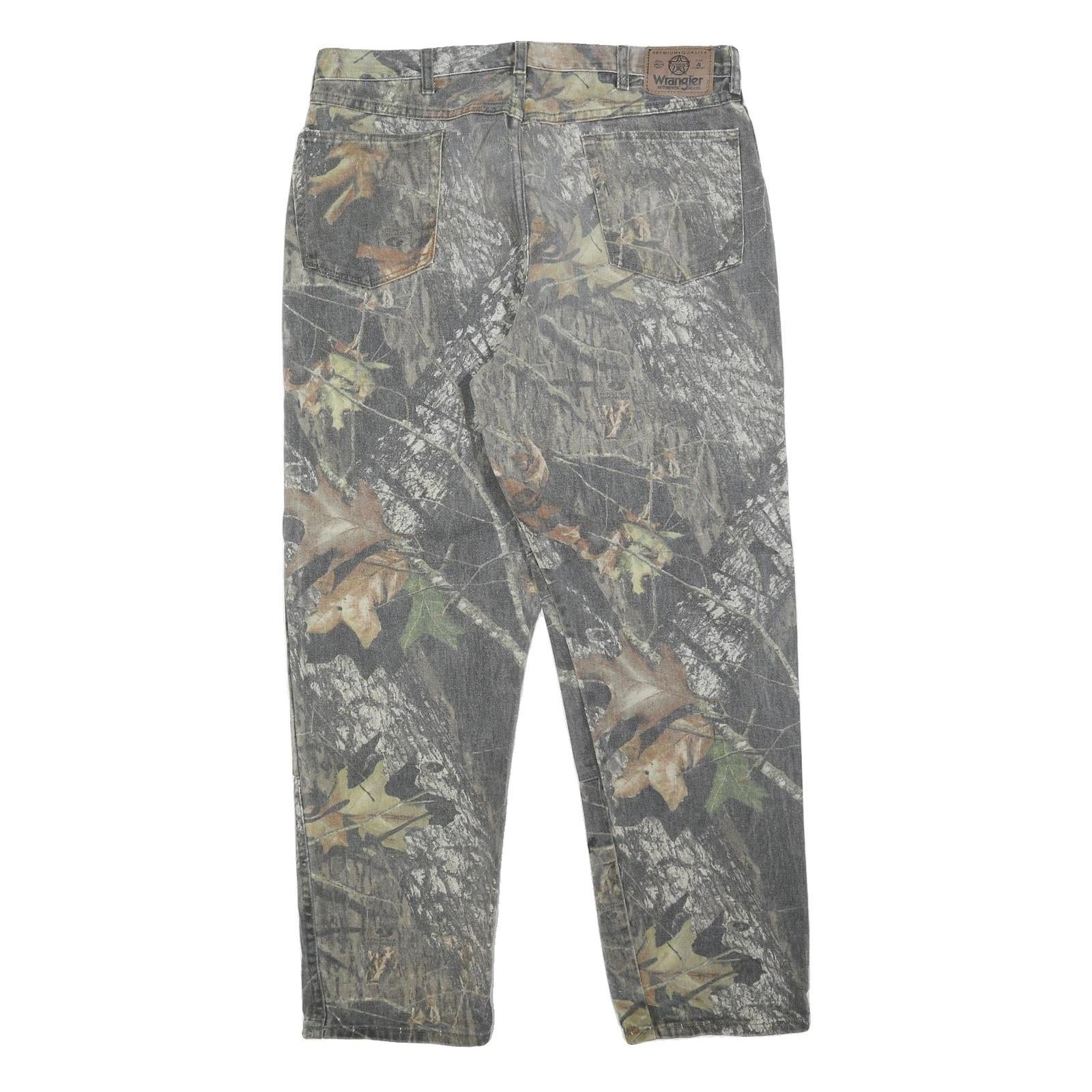 WRANGLER Mens Cotton Relaxed Straight Camouflage Trousers W38 L32 Outdoor Casual