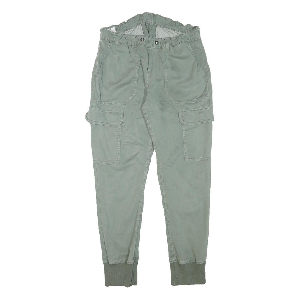 Womens Relaxed Fit Cotton Blend Sage Green W30 L28 Cargo Trousers Casual Comfort