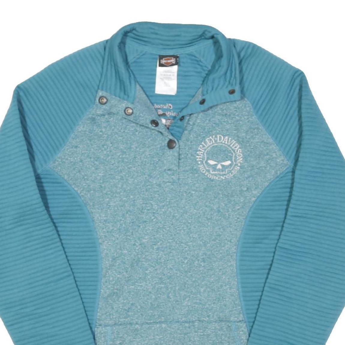 HARLEY DAVIDSON Womens Blue Polyester Blend Jacket M Zip Casual Pullover