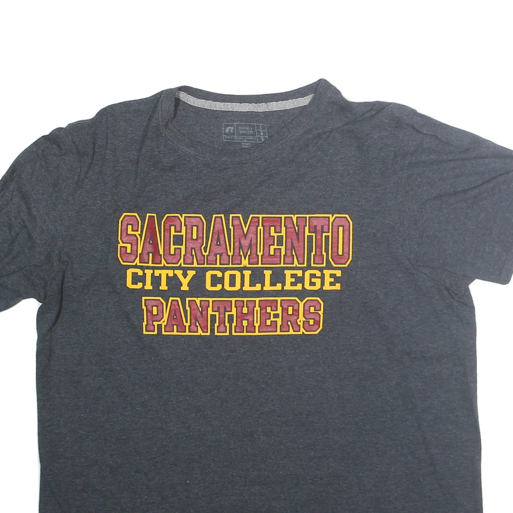 RUSSELL ATHLETIC Mens Grey Sacramento City College Panthers Graphic T-Shirt L