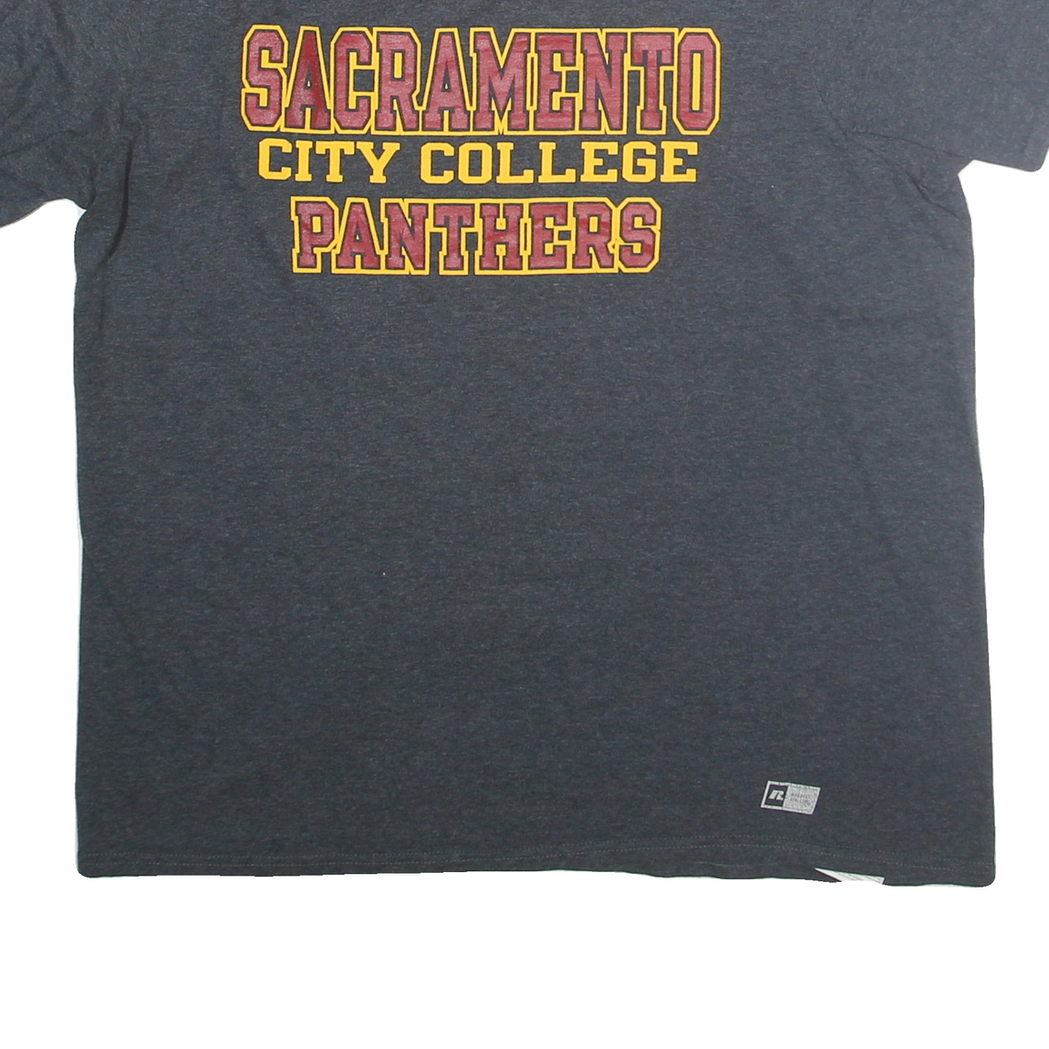 RUSSELL ATHLETIC Mens Grey Sacramento City College Panthers Graphic T-Shirt L
