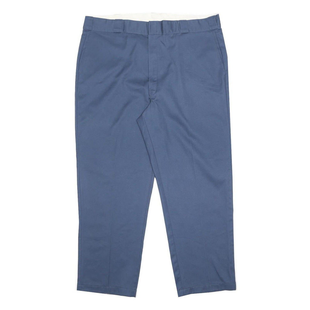 DICKIES Mens Regular Blue Workwear Zip Cotton Blend Trousers W42 L29