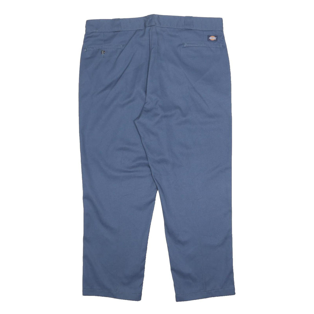 DICKIES Mens Regular Blue Workwear Zip Cotton Blend Trousers W42 L29