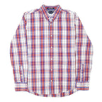 TOMMY HILFIGER Mens Red & Blue Checked Shirt S Classic Fit Button Down Cotton