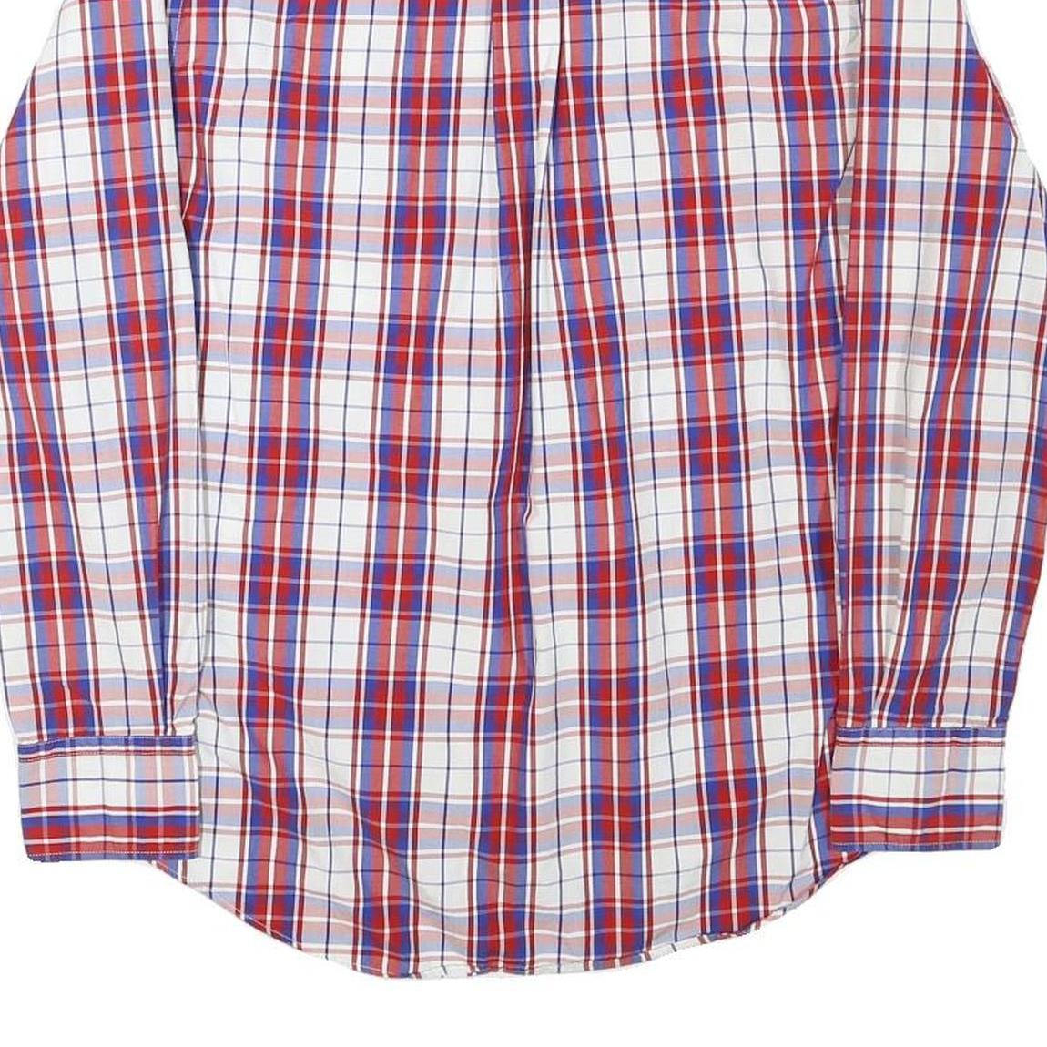 TOMMY HILFIGER Mens Red & Blue Checked Shirt S Classic Fit Button Down Cotton