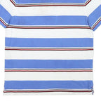 TOMMY HILFIGER Mens Blue & White Striped Short Sleeve Polo Shirt S Cotton Blend