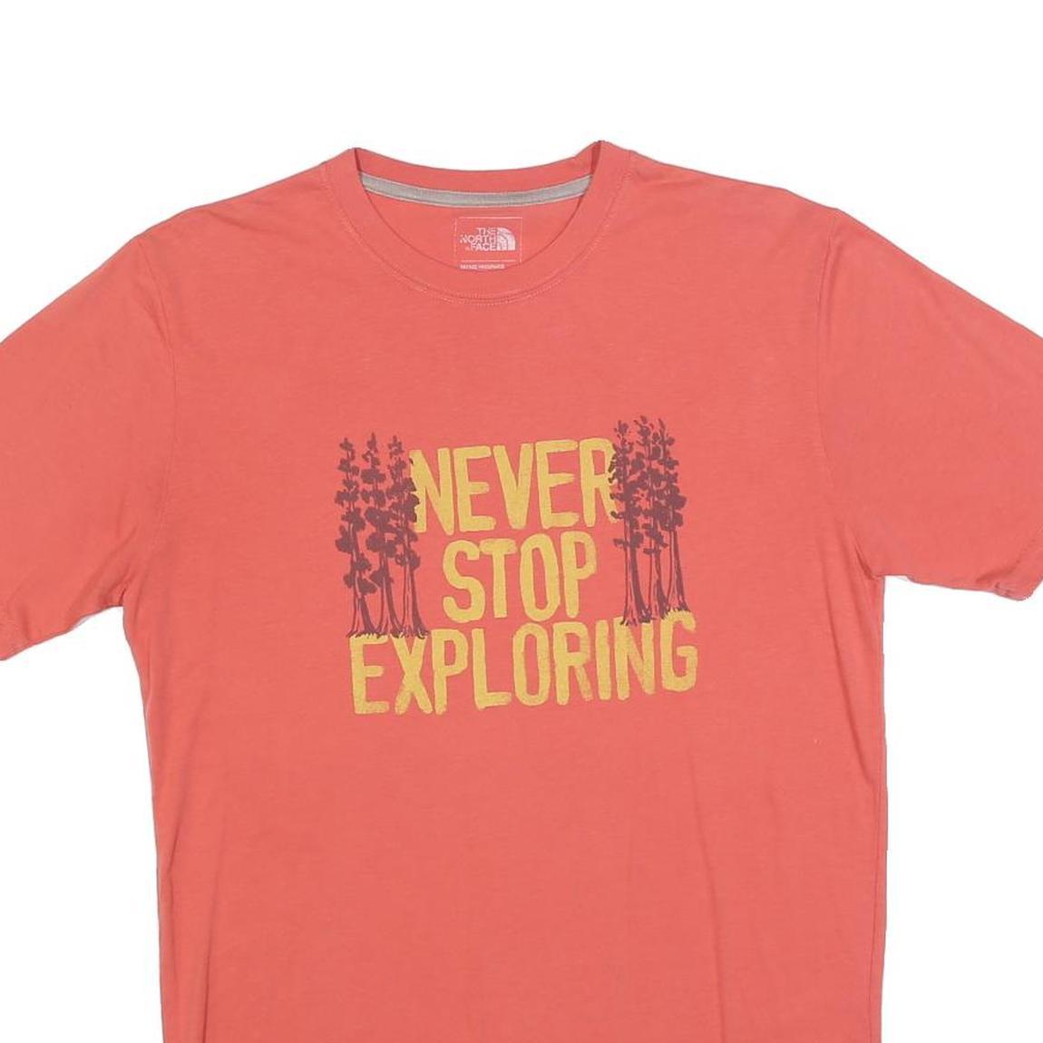 THE NORTH FACE Mens Red Graphic T-Shirt S Short Sleeve Crew Neck Explorer Print
