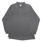 NIKE Mens Grey Long Sleeve Plain Polo Shirt L Cotton Blend Casual Sport