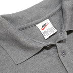 NIKE Mens Grey Long Sleeve Plain Polo Shirt L Cotton Blend Casual Sport