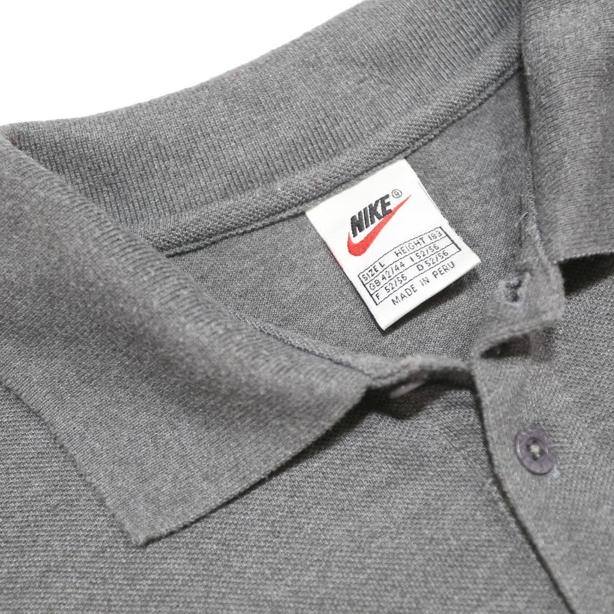 NIKE Mens Grey Long Sleeve Plain Polo Shirt L Cotton Blend Casual Sport