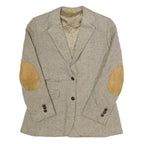 BURNBRAE Womens Beige Wool Herringbone Jacket M Button Closure Elbow Patches