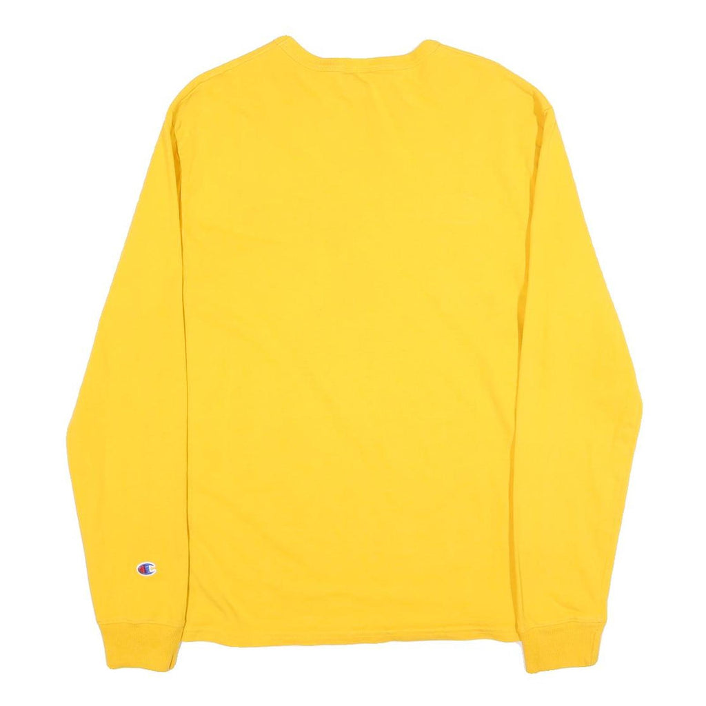 CHAMPION Mens Yellow Long Sleeve Crew Neck Logo T-Shirt M Cotton Blend