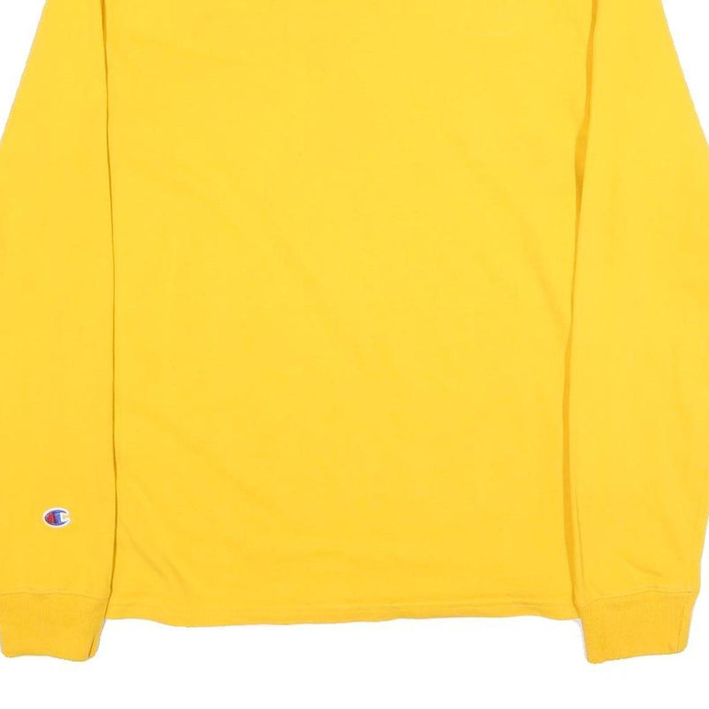CHAMPION Mens Yellow Long Sleeve Crew Neck Logo T-Shirt M Cotton Blend