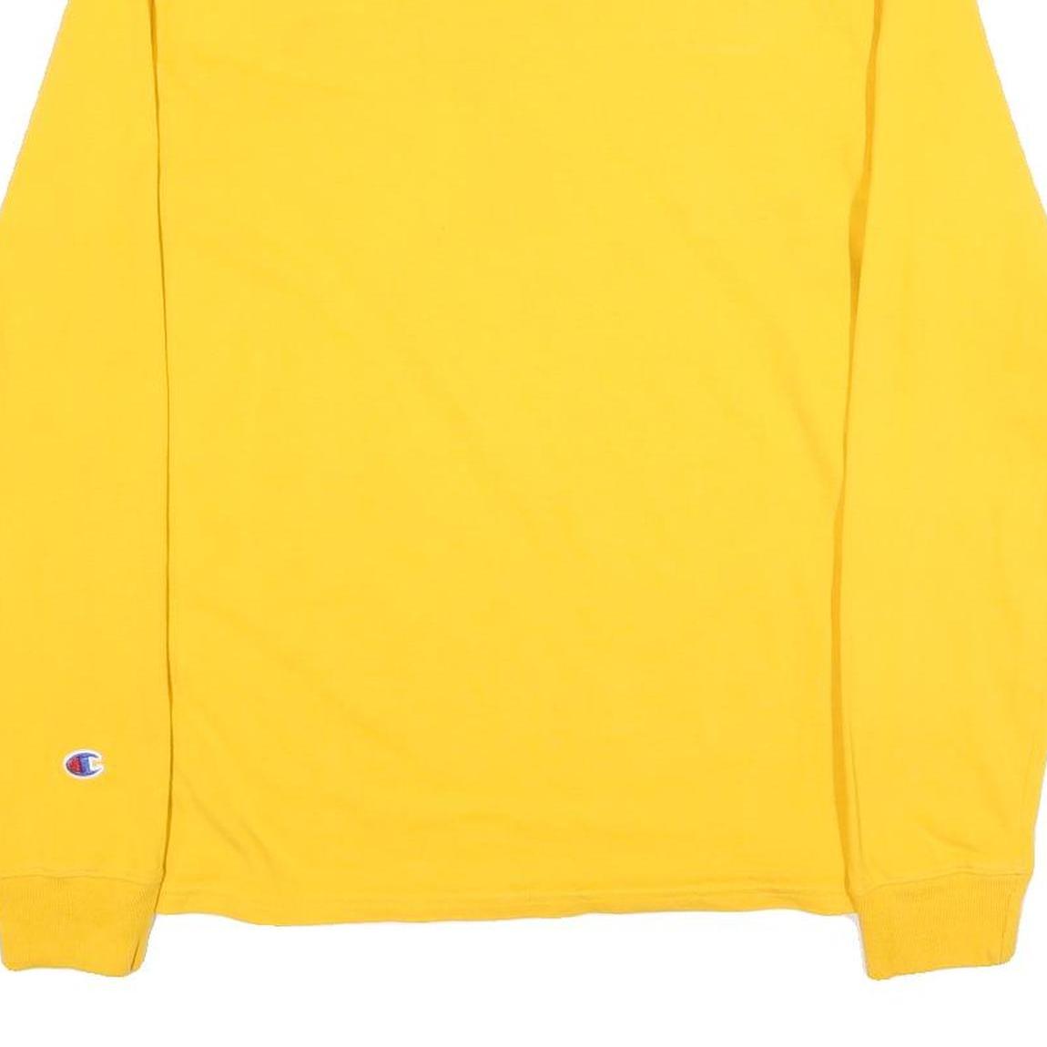 CHAMPION Mens Yellow Long Sleeve Crew Neck Logo T-Shirt M Cotton Blend
