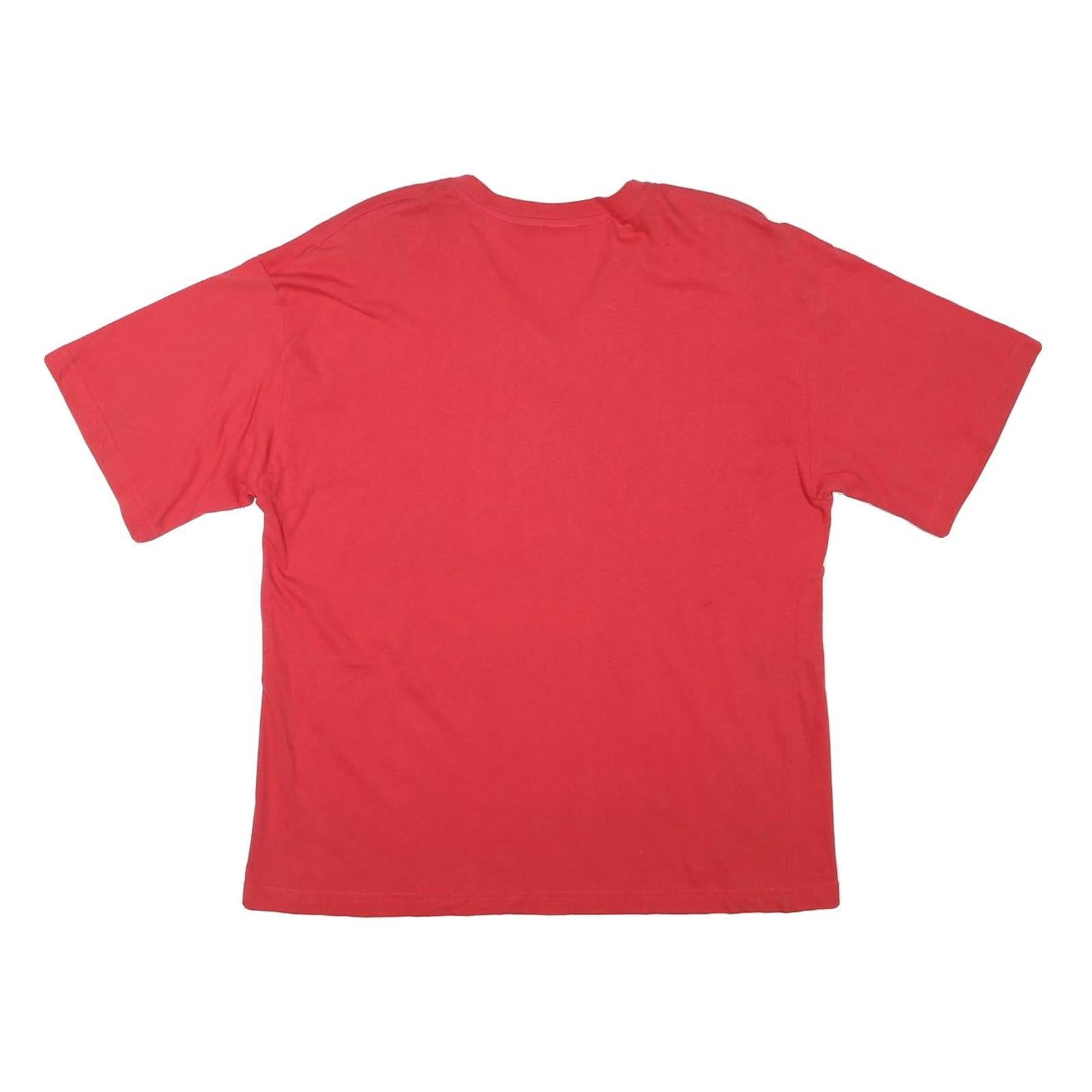 FASHION LOVE Womens Red L V-Neck T-Shirt Short Sleeve Stud Embellished