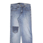 MULTI BLU Mens Regular Fit Blue Denim Jeans W32 L32 Classic Cotton Blend Zip