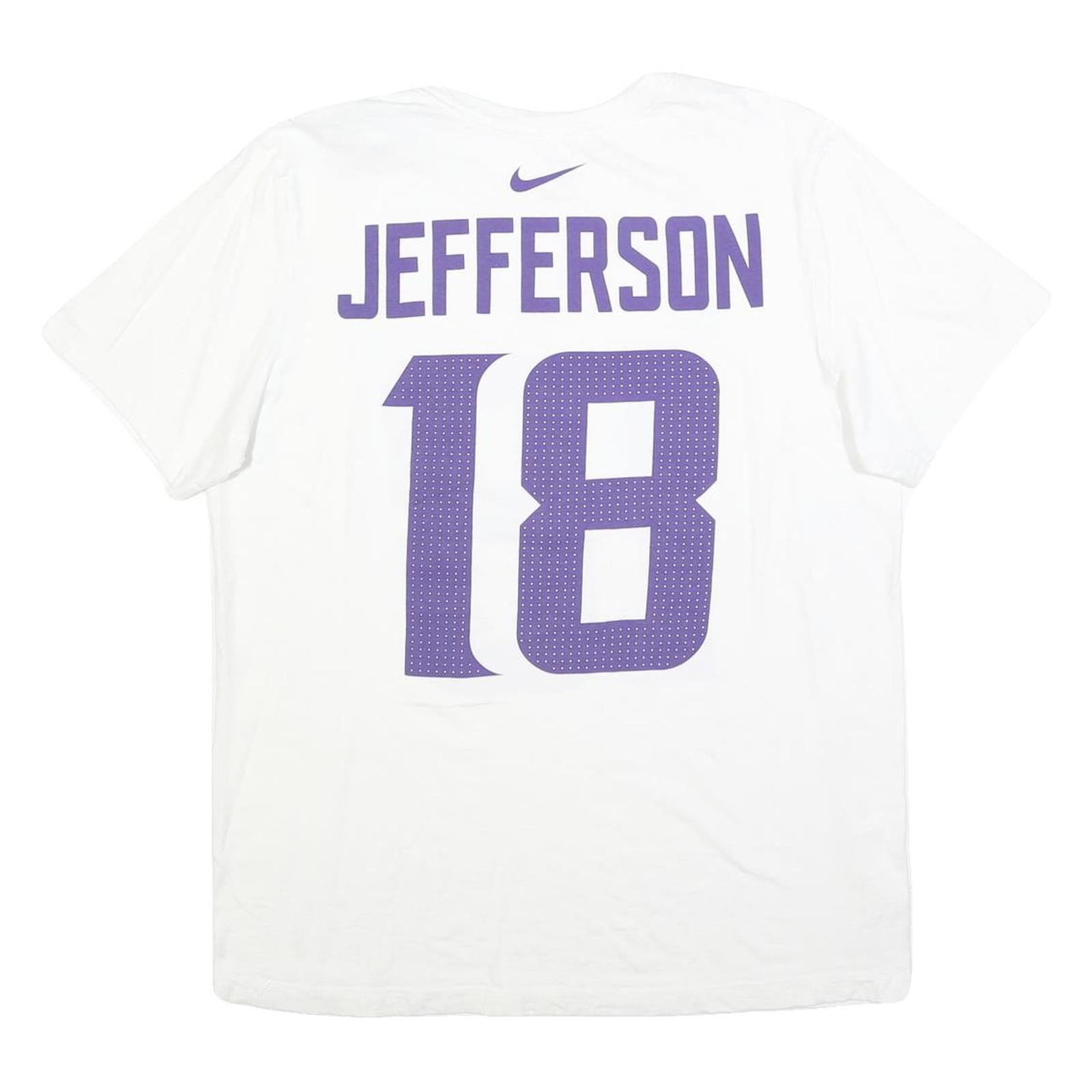 NIKE Mens White & Purple Jefferson 18 Graphic T-Shirt L Short Sleeve Crew Neck
