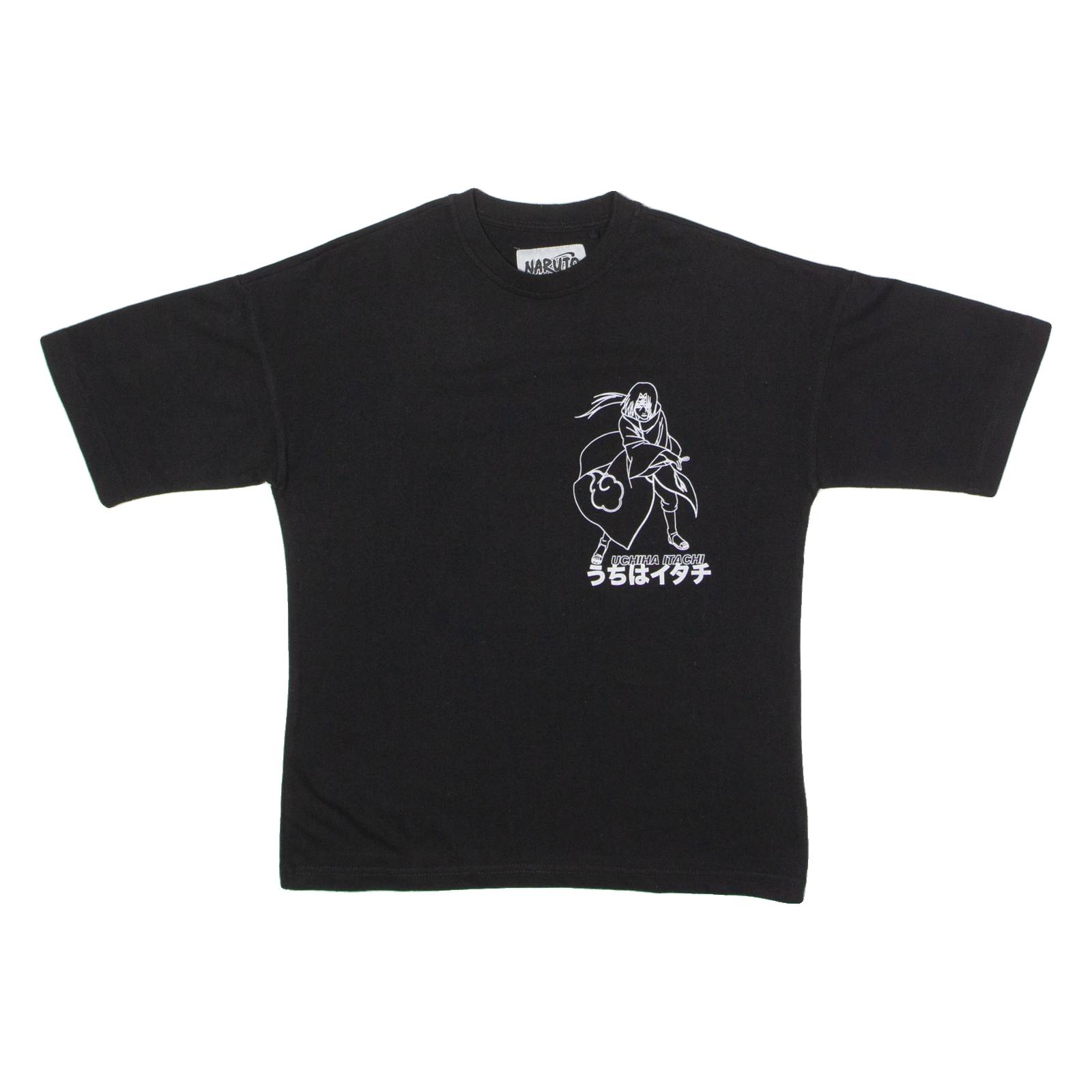 PULL&BEAR Naruto Uchiha Itachi Anime Mens T-Shirt Black Crew Neck XXS