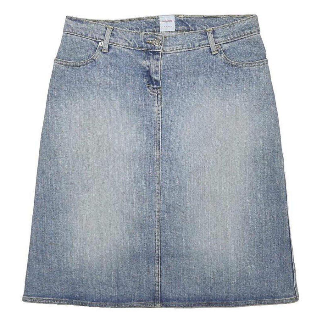 SASS & BIDE Womens Blue Denim Plain Mini Cotton Blend Skirt UK 12 Casual Stylish