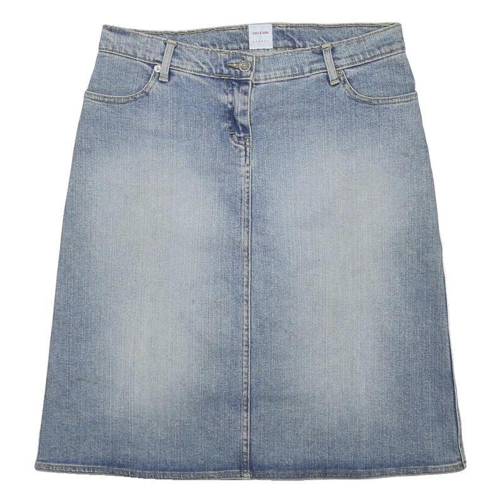 SASS & BIDE Womens Blue Denim Plain Mini Cotton Blend Skirt UK 12 Casual Stylish