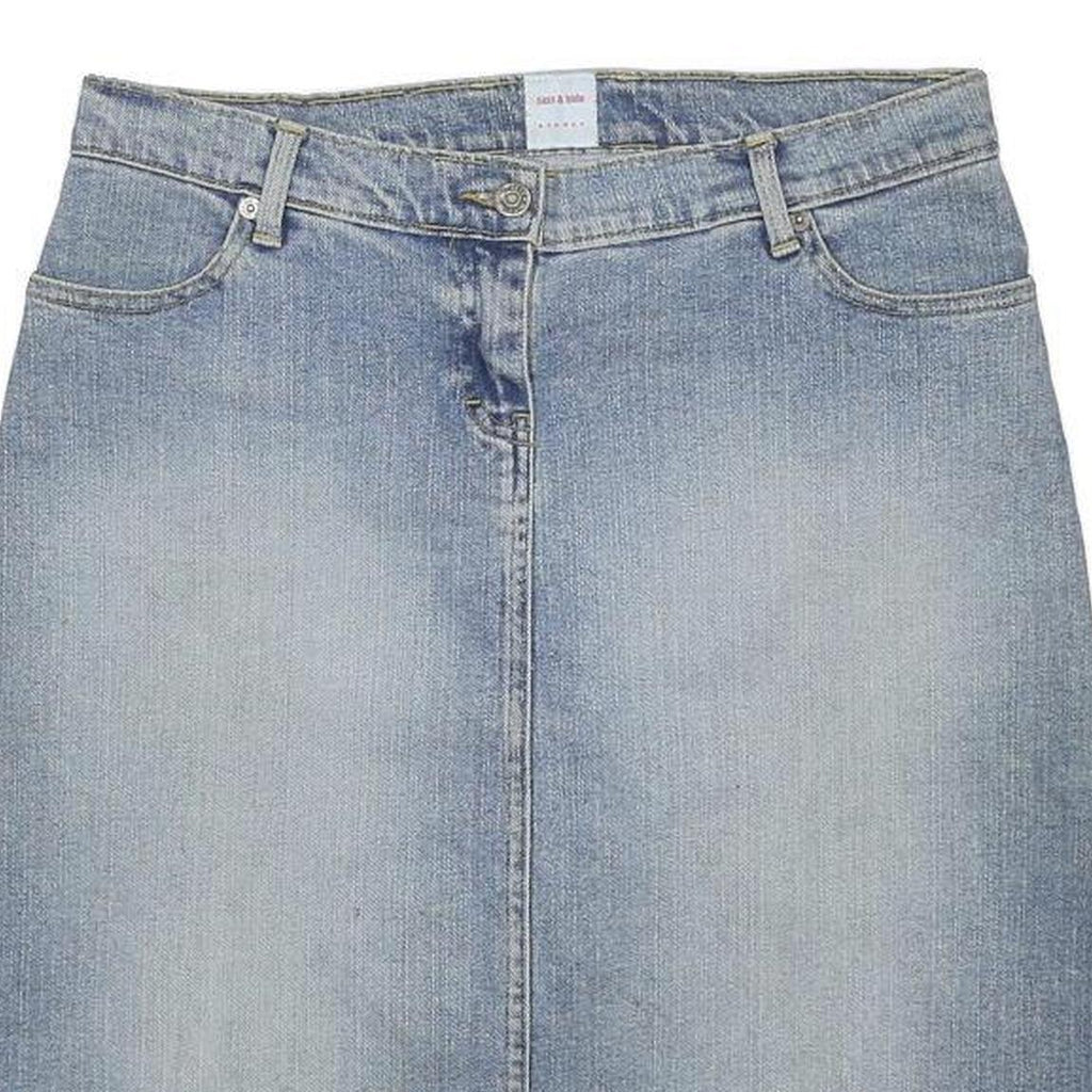 SASS & BIDE Womens Blue Denim Plain Mini Cotton Blend Skirt UK 12 Casual Stylish