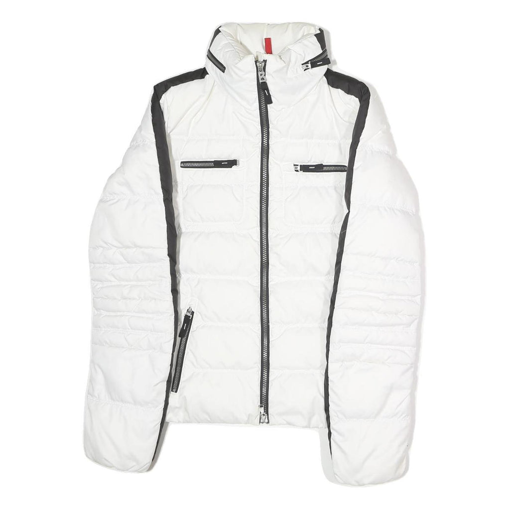 FIRE & ICE Womens White & Black Quilted Puffer Jacket M Polyester Zip Outdoor