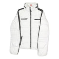 FIRE & ICE Womens White & Black Quilted Puffer Jacket M Polyester Zip Outdoor