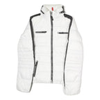 FIRE & ICE Womens White & Black Quilted Puffer Jacket M Polyester Zip Outdoor