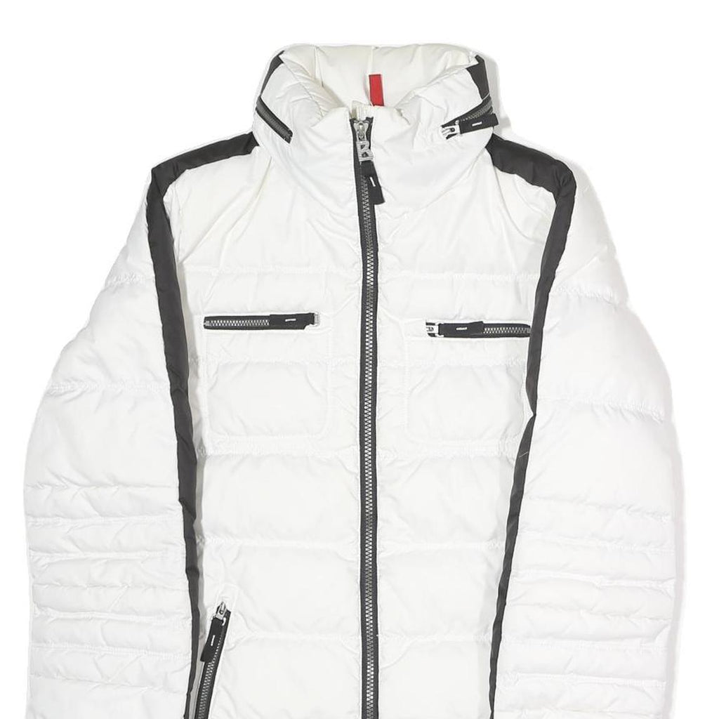 FIRE & ICE Womens White & Black Quilted Puffer Jacket M Polyester Zip Outdoor