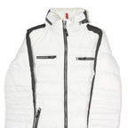 FIRE & ICE Womens White & Black Quilted Puffer Jacket M Polyester Zip Outdoor