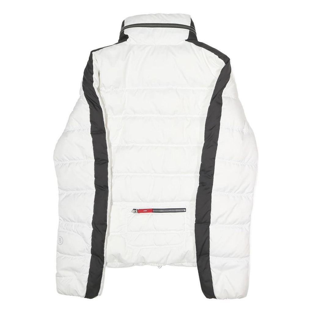 FIRE & ICE Womens White & Black Quilted Puffer Jacket M Polyester Zip Outdoor