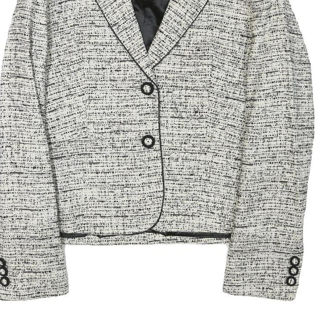 MAX MARA STUDIO Womens Black & White Tweed Button Jacket XS Synthetic Classic
