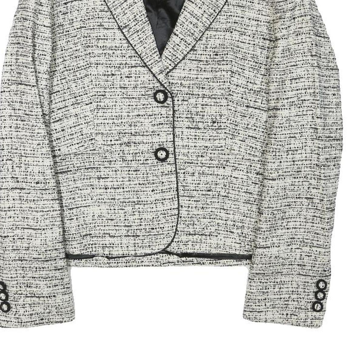 MAX MARA STUDIO Womens Black & White Tweed Button Jacket XS Synthetic Classic