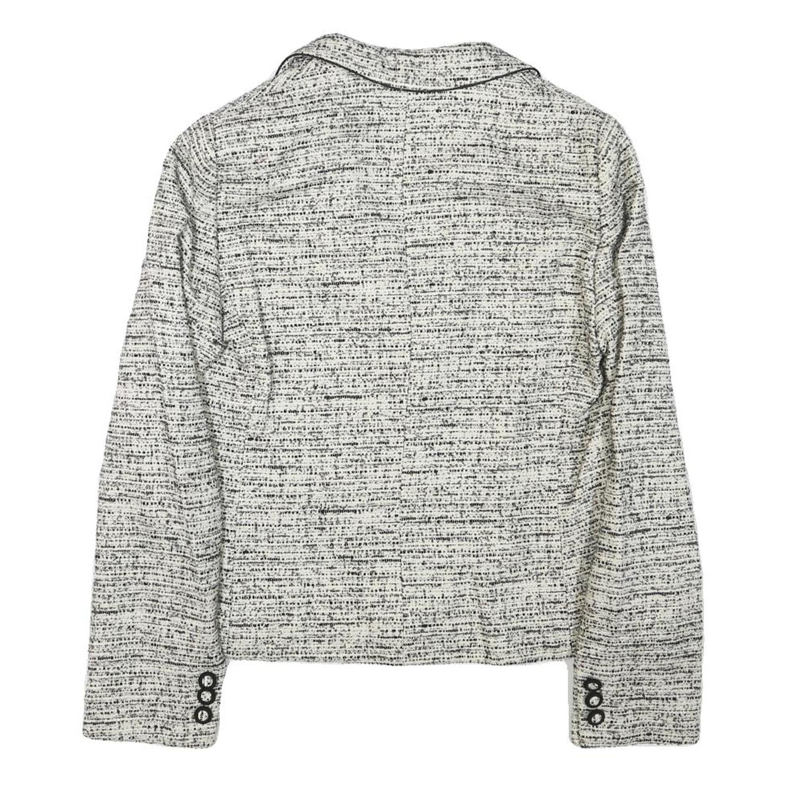 MAX MARA STUDIO Womens Black & White Tweed Button Jacket XS Synthetic Classic