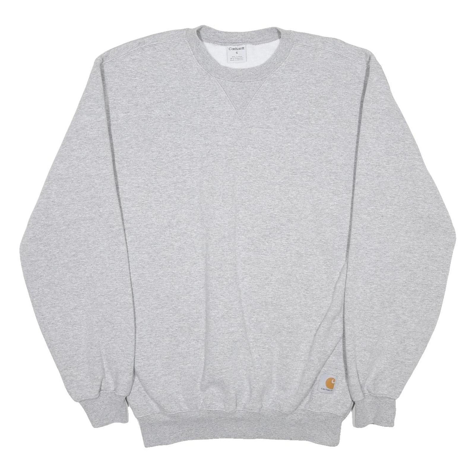 CARHARTT Mens Grey Cotton Blend Crew Neck Sweatshirt S Workwear Casual