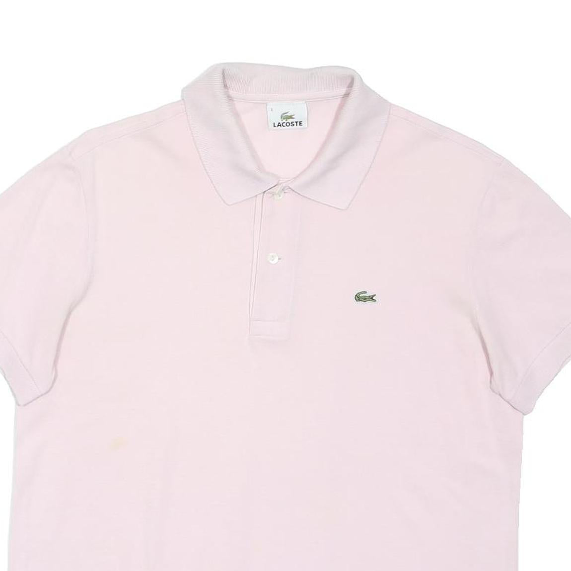 LACOSTE Womens Pink Short Sleeve Plain M Polo Shirt Cotton Blend Casual