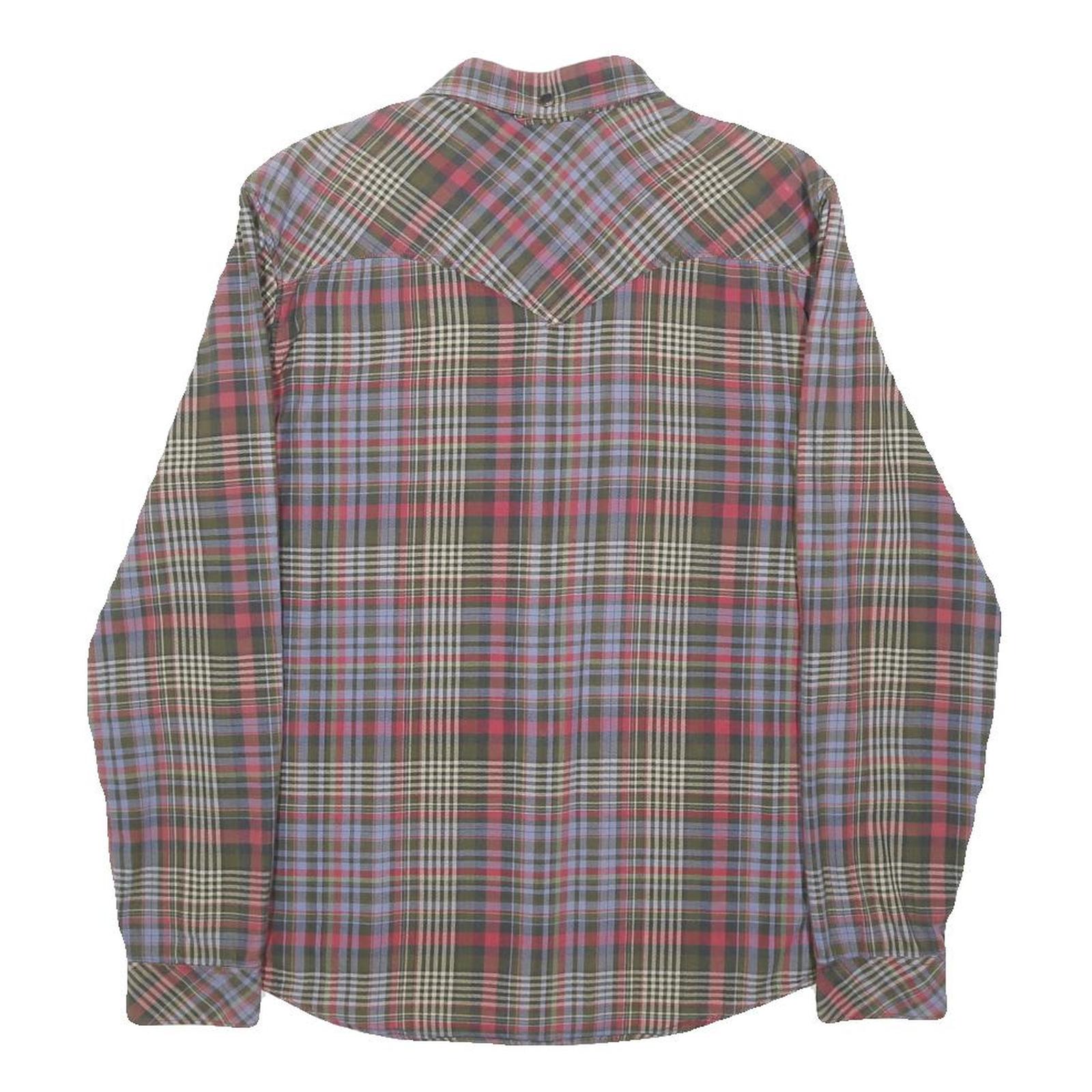 LEVI'S Mens Green & Red Check Shirt M Classic Cotton Long Sleeve Button Casual