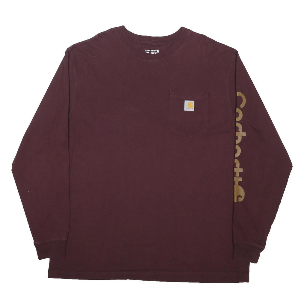 CARHARTT Mens Maroon Long Sleeve Crew Neck Cotton Blend XL Sleeve Print