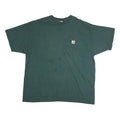 CARHARTT Mens Green Pocket T-Shirt 2XL Short Sleeve Crew Neck Plain Cotton