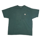 CARHARTT Mens Green Pocket T-Shirt 2XL Short Sleeve Crew Neck Plain Cotton