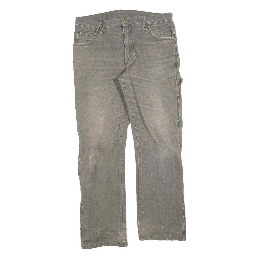 DICKIES Mens Regular Fit Jeans Brown Cotton Blend W34 L32 Workwear Utility Zip