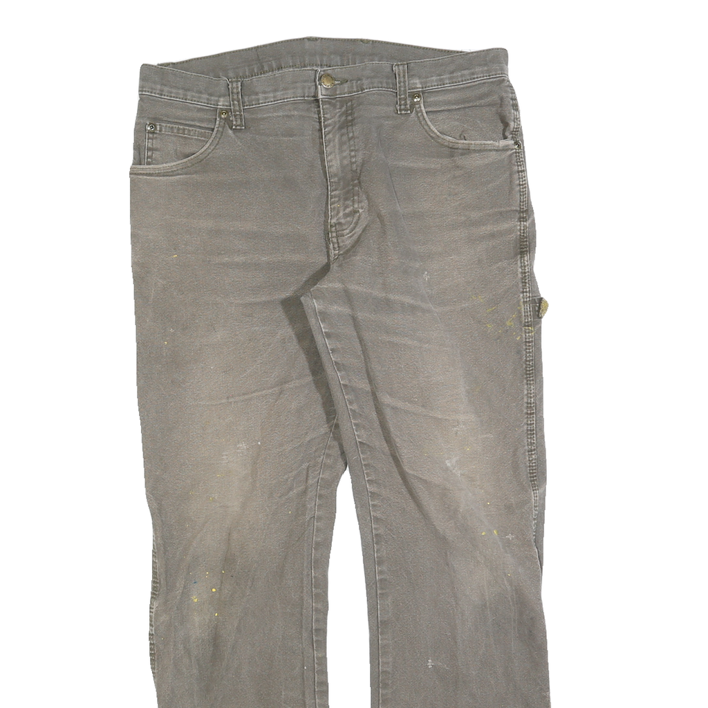 DICKIES Mens Regular Fit Jeans Brown Cotton Blend W34 L32 Workwear Utility Zip